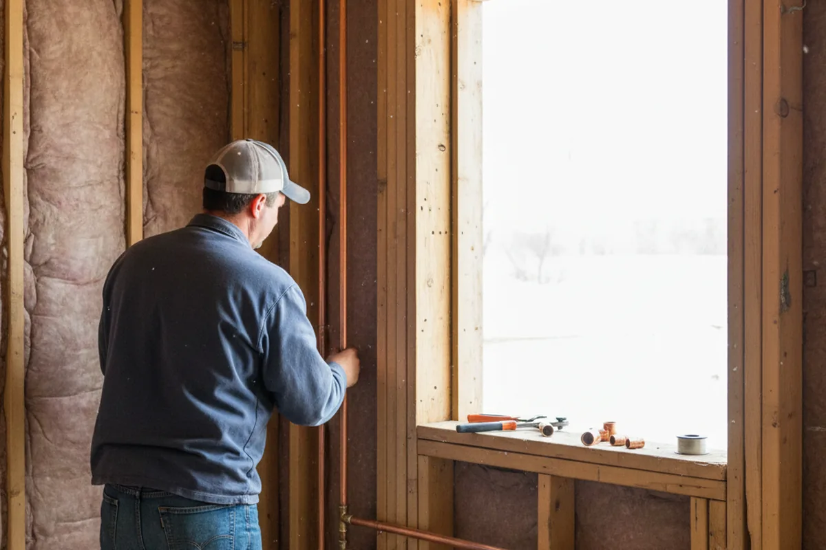 Licensed plumber running new copper supply lines in a Mount Rainier home