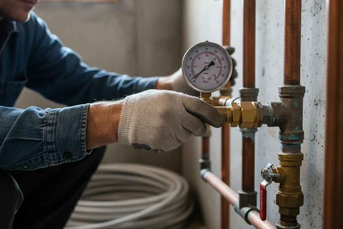 Pressure testing a repaired line during Water Line Repair in Mount Rainier